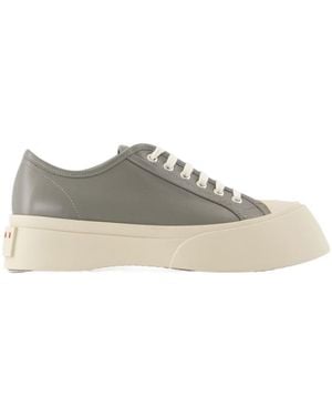 Marni Logo Patch Lace-Up Trainers - Grey