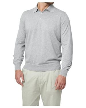 Brunello Cucinelli Long-Sleeved Knitted Polo Shirt - Grey