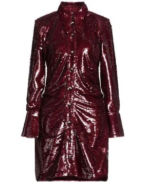 Ganni Minimalist Sequin Long-Sleeve Dress - Red