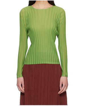 Pleats Please Issey Miyake Pleated Knit Top - Green