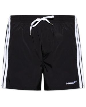 DSquared² Logo-Embroidered Drawstring Swim Shorts - Black