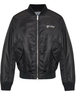 Off-White c/o Virgil Abloh Logo Embroidered Bomber Jacket - Black