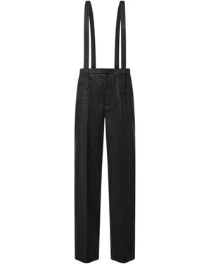 Dondup Check-Print Suspender Pants - Black