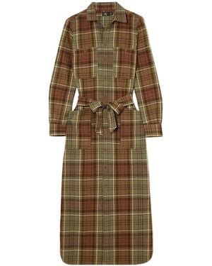 RRL Belted Checked Cotton-Flannel Maxi Shirt Dress - Natural