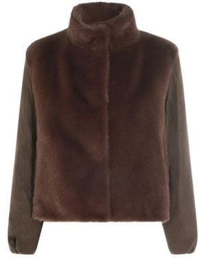 Herno Faux Fur Panel Jacket - Brown