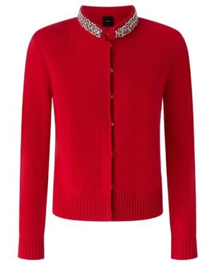 Pinko Cardigan With Jewel Collar - Red