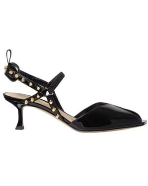 Fendi Patent Leather Medium-Heeled Sandals - Black