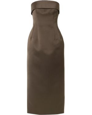 Emilia Wickstead Strapless Satin Maxi Dress - Brown