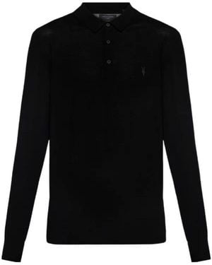 AllSaints Mode Button Logo Polo Shirt - Black