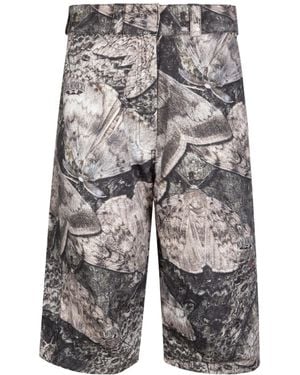 ROA Siera Moth Printed Cropped Trousers - Grey