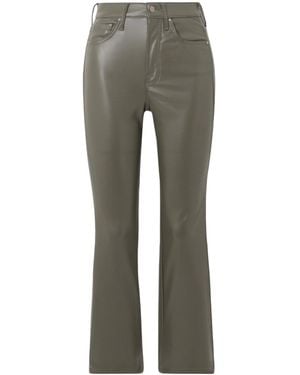 Mother Soft Faux Leather High-Waisted Pants - Gray