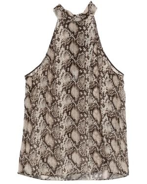 Nili Lotan Snake-Pattern Halter-Neck Top - Brown
