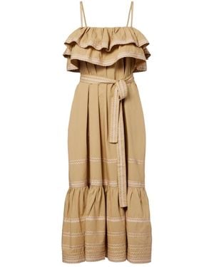 Ulla Johnson Lucian Ruffled Cotton Midi Dress - Metallic
