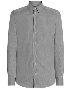 Dolce & Gabbana Striped Popeline Shirt - Gray