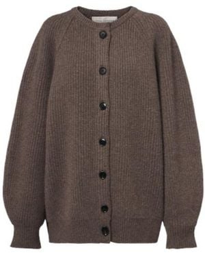 Nour Hammour Cashmere And Wool Cardigan - Brown