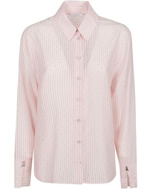 Patrizia Pepe Striped Embellished Fluid Shirt - Pink
