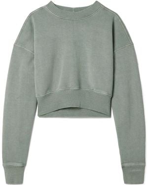 SLVRLAKE Denim Cropped Cotton-Jersey Sweatshirt - Green
