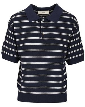DUNST Striped Polo Knitted Top - Blue