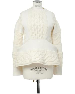 Sacai Knitted Textured Wool Jumper - White