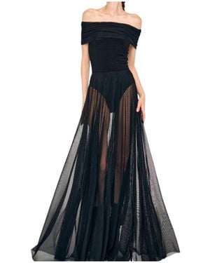 Norma Kamali Strapless Sheer Panel Gown - Blue