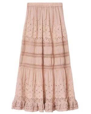 AllSaints Camille Embroidered Maxi Skirt - Pink