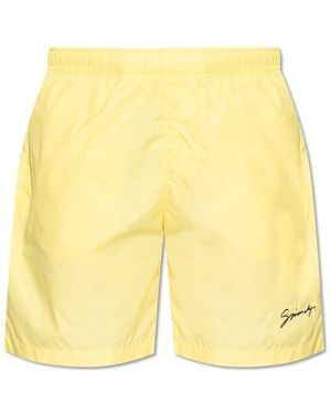 Givenchy Logo Embroidered Elastic-Waist Swim Shorts - Yellow