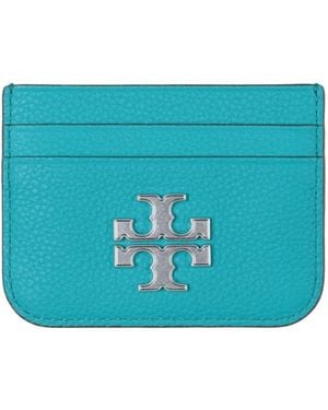 Tory Burch Pebbled-Leather Cardholder - Blue