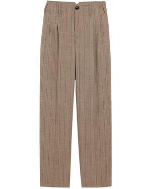 Ami Paris Ami Wool Striped Two-Pleats Pants - Brown