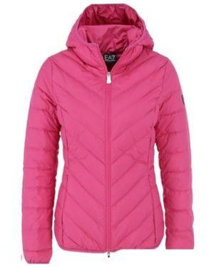 EA7 Logo Hooded Down Jacket - Pink