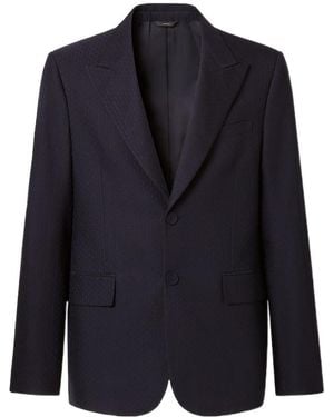 Fendi Single-Breasted Textured Blazer - Blue