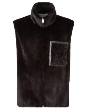 Fendi Ff Jacquard High-Neck Reversible Gilet - Black