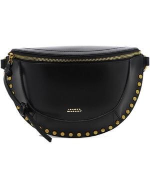 Isabel Marant Logo-Print Leather Belt Bag - Black