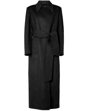 KHAITE Lea Wool Belted Long Coat - Black