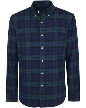 Polo Ralph Lauren Logo Embroidered Checked Shirt - Blue