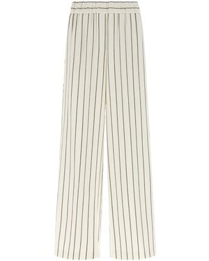 Peserico Straight-Leg Pinstriped Twill Pants - White