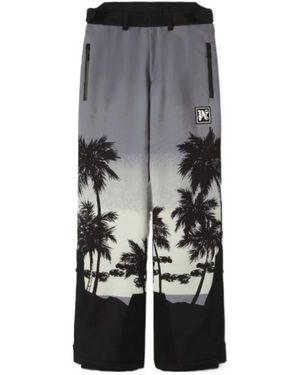 Palm Angels Palm Printed Straight Leg Padded Ski Bottoms - Grey