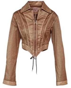 Jean Paul Gaultier Cropped Denim Jacket - Brown