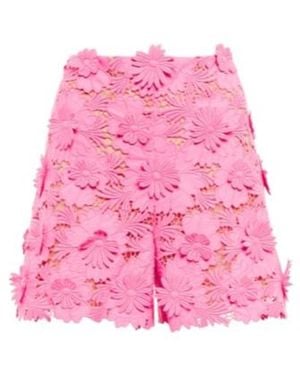 Oscar de la Renta Floral Lace Shorts - Pink