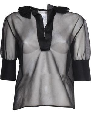 Philosophy Di Lorenzo Serafini Pleated-Collar Sheer Top - Black