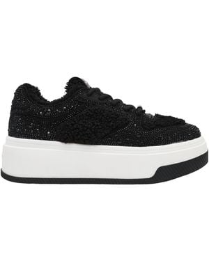 Steve Madden Fluffy Rhinestone-Embellished Platform Sneakers - Black