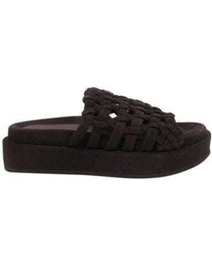 Paloma Barceló Paloma Barceló Woven Platform Slide Sandals - Black