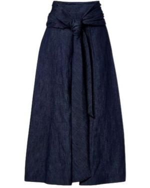 Gabriela Hearst Cotton And Linen Denim Midi Skirt - Blue