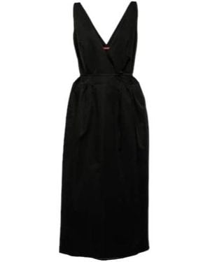 Altuzarra Anouk V-Neck Cotton-Blend Midi Dress - Black