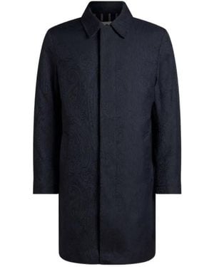 Etro Jacquard Coat With Arnica Motif - Blue