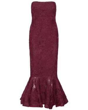 ROTATE BIRGER CHRISTENSEN Flower Flounce-Hem Midi Dress - Red