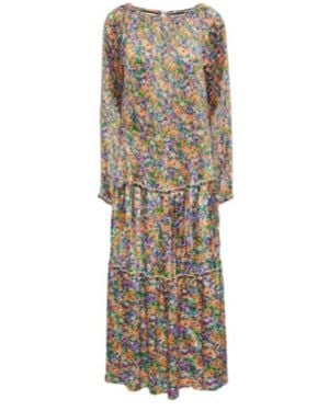Plan C Floral Pleated Midi Dress - Natural