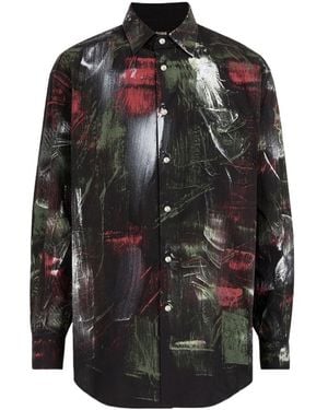 Roberto Cavalli Painted-Print Cotton Shirt - Black