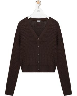 Loewe Cable-Knit Button Cardigan - Brown