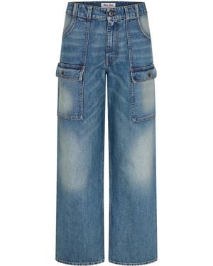 Miu Miu Pocket Denim Straight Leg Jeans - Blue