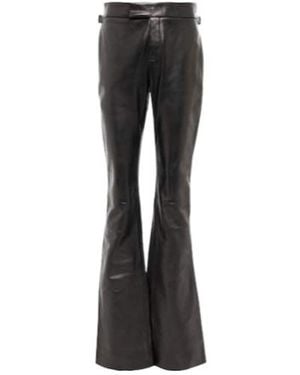 Tom Ford Mid-Rise Leather Flared Trousers - Black
